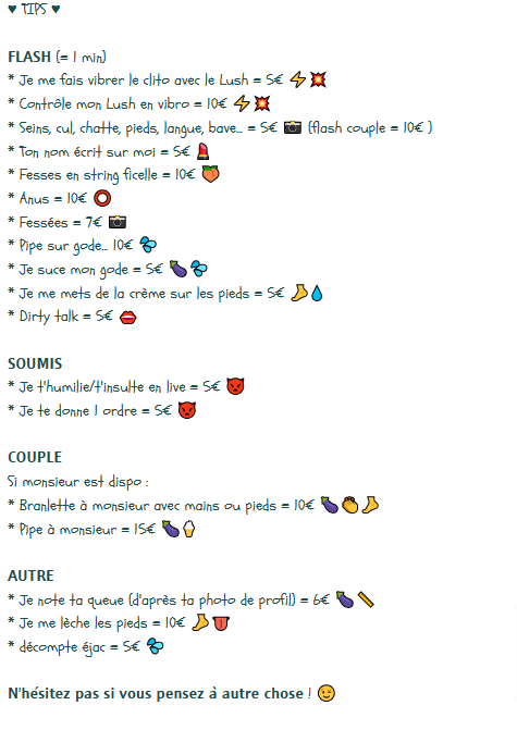 Exemple de tips menu pour tes sessions de live